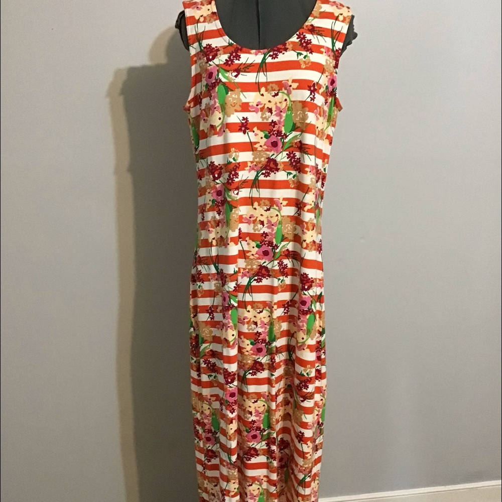 Liz Claiborne Floral Striped Maxi Dress Size S